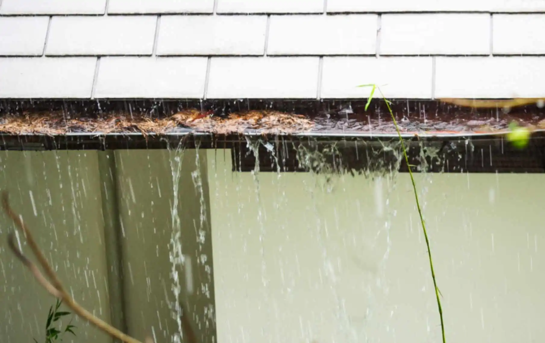 Water spilling over the edge when it rains